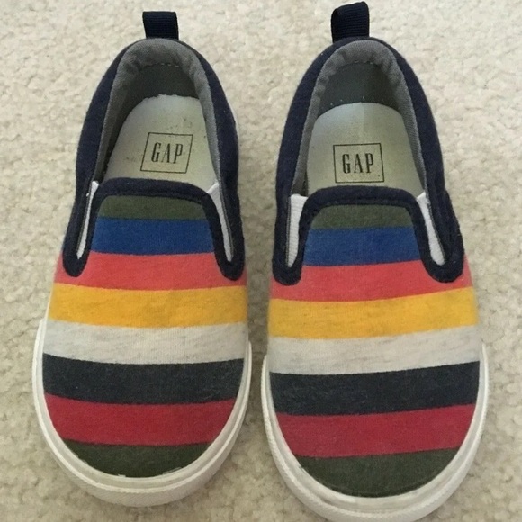 GAP Kids Color Stripes Slip-On Shoes Soft Sneakers Toddler Size US 7 EU 24 - Picture 2 of 11